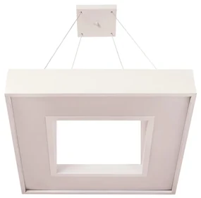 Pendente Meg 48X48Cm Led 36,8W Bivolt / Base Vazada | Usina 19032/48 (AV-M - Avelã Metálico, 3000k)