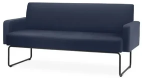 Sofa Pix com Bracos Assento Courino Azul Base Aco Preto - 55102 Sun House