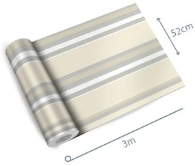 Papel de parede adesivo listrado cinza nude e branco