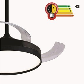 Ventilador De Teto Air Basic Preto Pás Retrátil Led 30W Multicolor Biv...