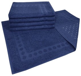 Jogo com 5 toalhas de piso com Antiderrapante Azul