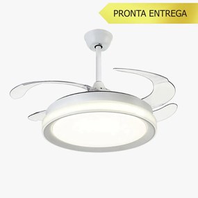 Ventilador De Teto Air Plus Branco Pás Retrátil Led 30W Multicolor Biv...
