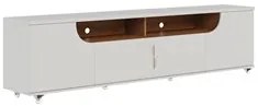 Rack para Sala Bancada de TV 75 Pol 200cm Sidney C05 Off White Matte/F