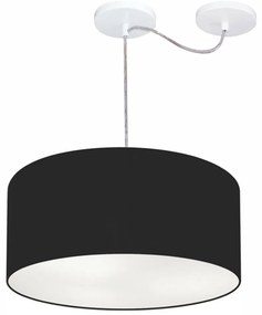 Lustre Pendente Cilíndrico Com Desvio De Centro Md-4147 Cúpula 50x25cm Preto - Bivolt