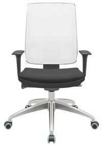 Cadeira Office Brizza Tela Branca Assento Aero Preto Autocompensador Base Aluminio 120cm - 63788 Sun House