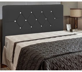 Cabeceira França para Cama Box King 195 cm Corino Preto D'Rossi