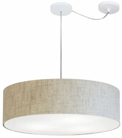 Lustre Pendente Cilíndrico Com Desvio Md-4265 Cúpula em Tecido 60x15cm Rustico Bege - Bivolt