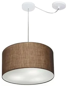 Lustre Pendente Cilíndrico Com Desvio De Centro Md-4163 Cúpula em Tecido 40x25cm Café - Bivolt