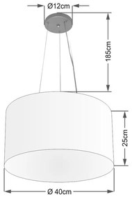 Lustre Pendente Cilíndrico Md-4182 Cúpula em Tecido 40x25cm Linho Bege - Bivolt