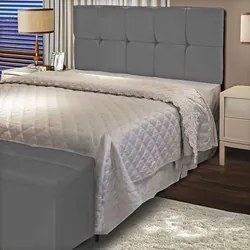 Cabeceira Casal Painel Para Cama Box 140cm Tina I01 Suede Grafite - Mp