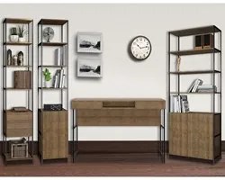 Conjunto Escritório Completo Estilo Industrial Steel Quadra Vermont Ba