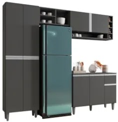 Cozinha Modulada Completa 230cm Com Balcão e Armário Aéreo Vanessa Cin