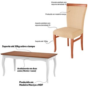 Conjunto Mesa Gallia 180cm com 6 Cadeiras Orfeu Poliéster Branco/Imbuía G42 - Gran Belo