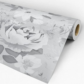 Papel de parede adesivo floral cinza