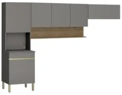 Armário de Cozinha Modulada 3 Peças Lina11 Z06 Gris/Freijó - Mpozenato