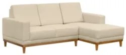 Sofá Living 200cm 3 Lugares Com Chaise Direito Kayrós D05 Suede Bege -