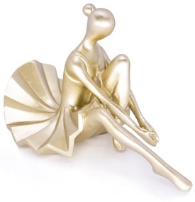 Escultura Bailarina Decorativa em Poliresina Dourado 23 cm F04 - D'Rossi