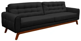 Sofá 2 Lugares Sala de Estar Eros 150 cm Veludo Preto Base Fixa G15 - Gran Belo