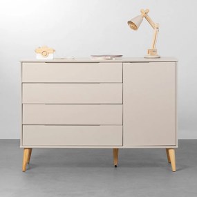 Cômoda Elfe 4 Gavetas e 1 Porta com Pés Retrô Natural - Areia Fosco