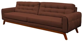 Sofá 3 Lugares Sala de Estar Eros 210 cm Veludo Marrom Base Fixa G15 - Gran Belo