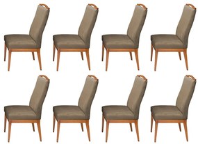 Conjuntos 8 Cadeiras Decorativa Lara Aveludado Cappuccino