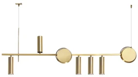 Pendente Eclipse Misto Assimetrico 120X10X43Cm Com Tubos E Discos Meta... (GRAFITE, 220V)