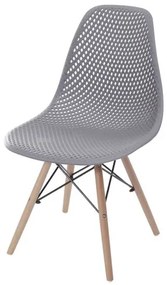 Cadeira Eames Furadinha cor Cinza com Base Madeira - 55984 Sun House