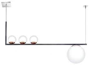 Pendente Retangular 100X25X60Cm Metal E Vidro 3 X G9 / 1 X E27 - 03 Gl... (GRAFITE / COBRE BRILHO, FOSCO)
