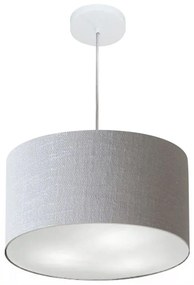 Lustre Pendente Cilíndrico Md-4244 Cúpula em Tecido 40x25cm Rustico Cinza - Bivolt