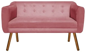 Namoradeira 02 Lugares Julia Suede Rose Pés Palito Castanho - D'Rossi