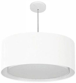 Lustre Pendente Cilíndrico Duplo Md-4291 Cúpula em Tecido 60x30cm Branco - Bivolt