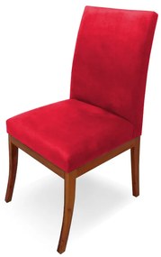 Cadeira Raquel para Sala de Jantar Base de Eucalipto Suede Vermelho