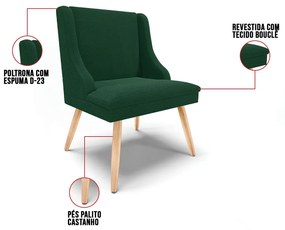 Cadeira Sala de Jantar Pé Palito Natural Kit 4 Liz Bouclê D03 - D'Rossi - Verde