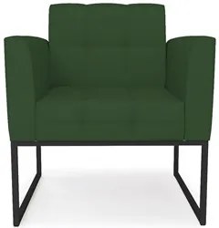 Poltrona Decorativa Base Industrial Preto Ana Veludo Luxo Verde - Ibiz