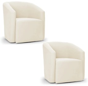 Poltrona Decorativa Base Giratória Kit 2 Stella Max Veludo D03 - D'Rossi - Bege
