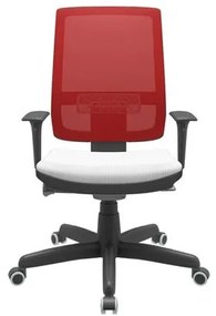 Cadeira Office Brizza Tela Vermelha Assento Aero Branco Autocompensador Base Standard 120cm - 63708 Sun House