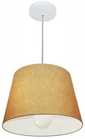 Lustre Pendente Cone Md-4240 Cúpula em Tecido 30/40x30cm Palha - Bivolt
