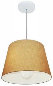 Lustre Pendente Cone Md-4240 Cúpula em Tecido 30/40x30cm Palha - Bivolt