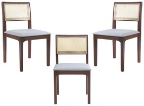 Kit 3 Cadeiras Decorativa Sala de Jantar Nivea Amêndoa G55 - Gran Belo