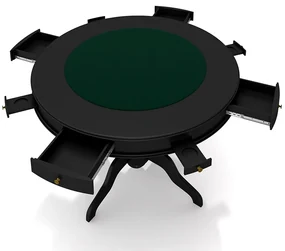 Conjunto Mesa de Jogos Carteado Bellagio Tampo Reversível e 4 Cadeiras Madeira Poker Base Estrela PU Marrom/Preto G42 - Gran Belo