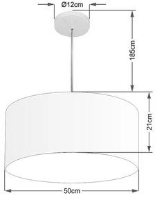 Lustre Pendente Cilíndrico Vivare Md-4049 Cúpula em Tecido 50x21cm - Bivolt