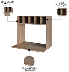 Suporte Micro-Ondas Forno Armário Aéreo com Adega 60cm Lótus M24 Freij