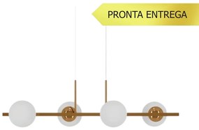 Pendente Botton Small Retângular 80X26Cm Alumínio E Globo Ø12Cm Fosco... (HONEY, FOSCO)