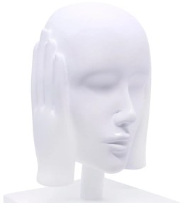 Escultura Decorativa Máscara Rosto Surdo Branco em Cerâmica 25x15x14 cm - D'rossi