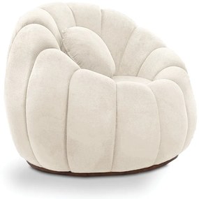 Poltrona Decorativa Orgânica Giratória Cloud Bouclê Bege E03 - D'Rossi