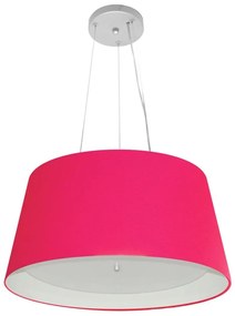 Lustre Pendente Cone Vivare Md-4144 Cúpula em Tecido 25x50x40cm - Bivolt - Rosa-Pink-Branco - 110V/220V