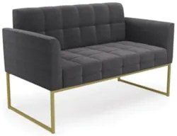 Namoradeira e 2 Poltronas Industrial Dourado Ana Bouclé Grafite - Ibiz