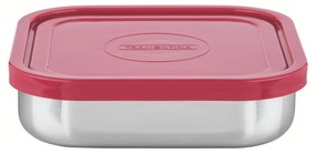 Pote Tramontina Freezinox em Aço Inox com Tampa Plástica Rosa Quadrado 16 cm 0,8 L -  Tramontina