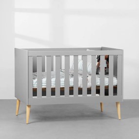 Berço Mini Cama Noah com Pés Retrô Natural - Cinza