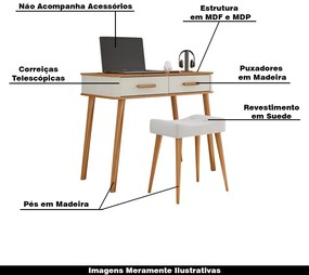 Conjunto Decorativo Aparador e Banqueta Émie offwhite/Bege G21 - Gran Belo